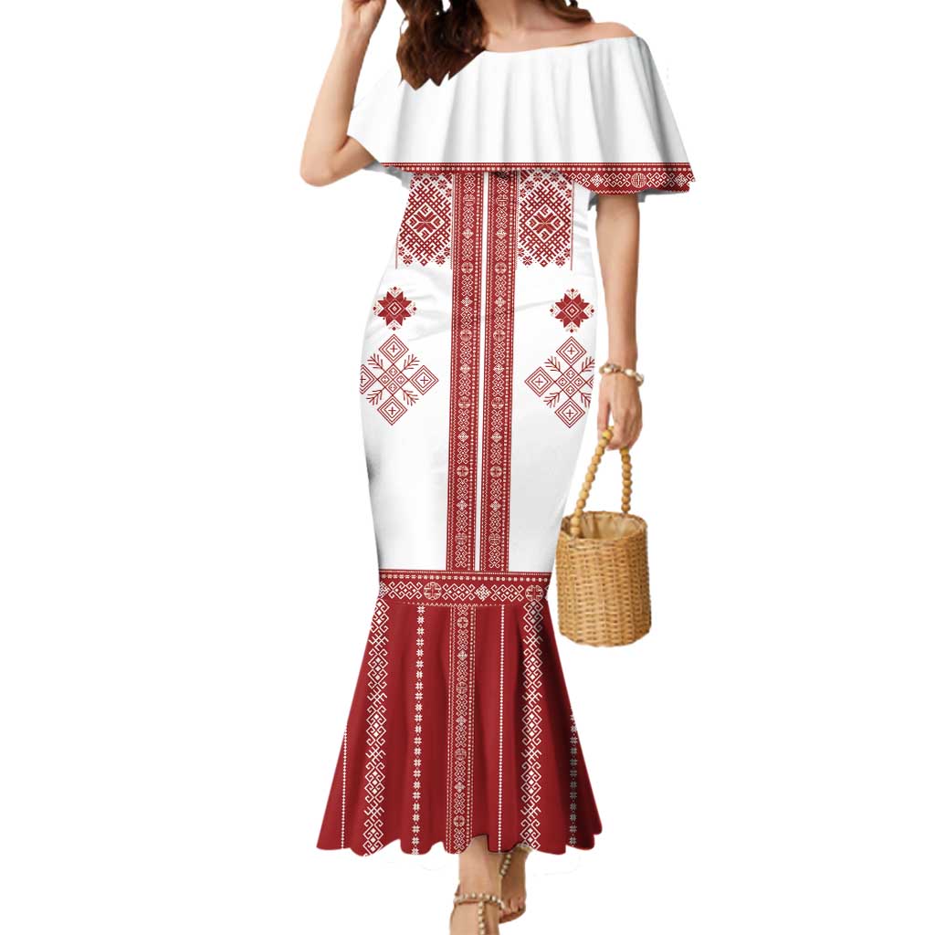 Latvia Jani Midsummer Mermaid Dress Red White Latvijas Auseklis
