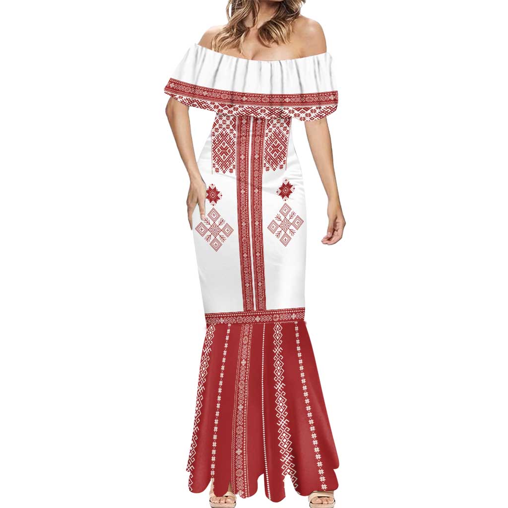 Latvia Jani Midsummer Mermaid Dress Red White Latvijas Auseklis