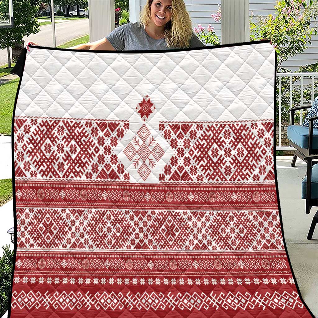 Latvia Jani Midsummer Quilt Red White Latvijas Auseklis