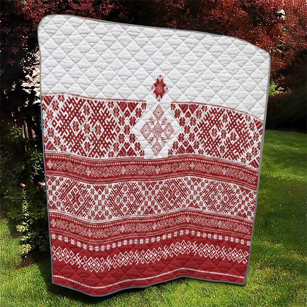 Latvia Jani Midsummer Quilt Red White Latvijas Auseklis