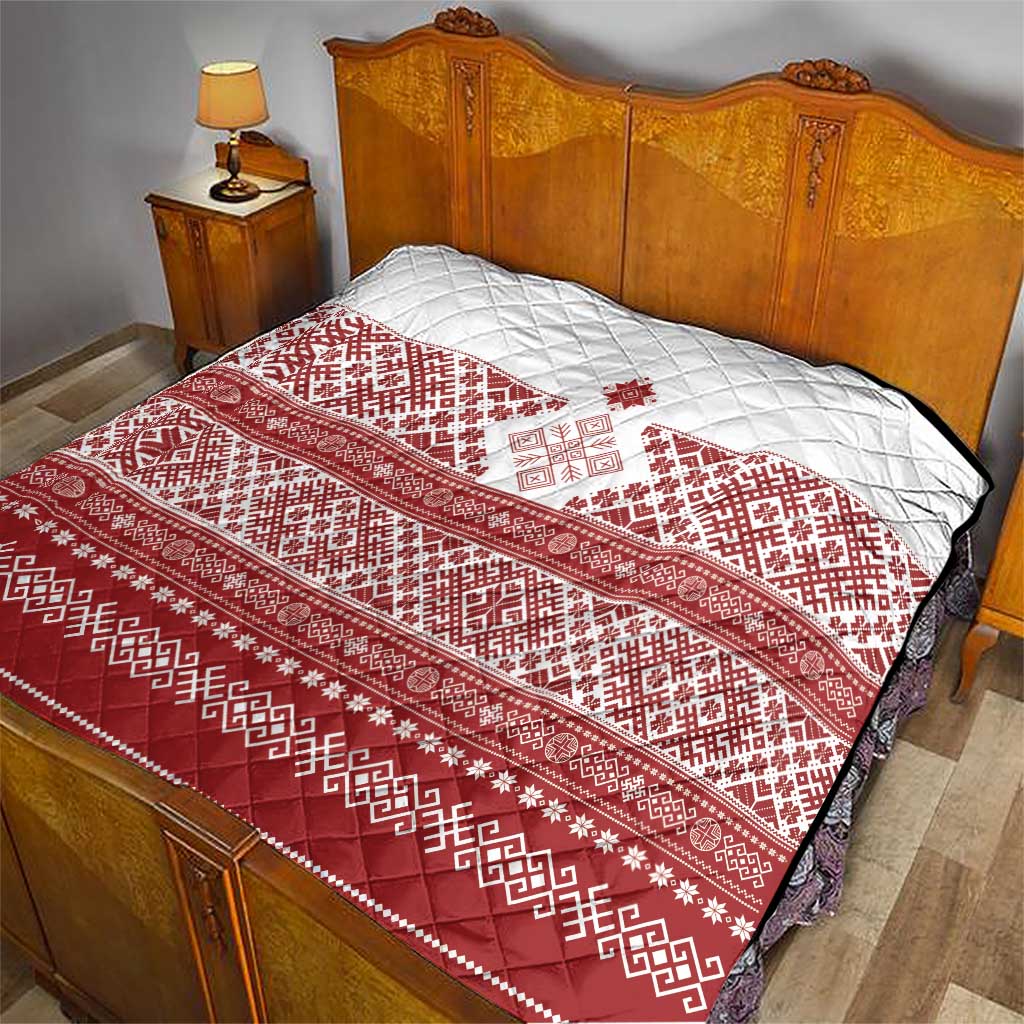 Latvia Jani Midsummer Quilt Red White Latvijas Auseklis