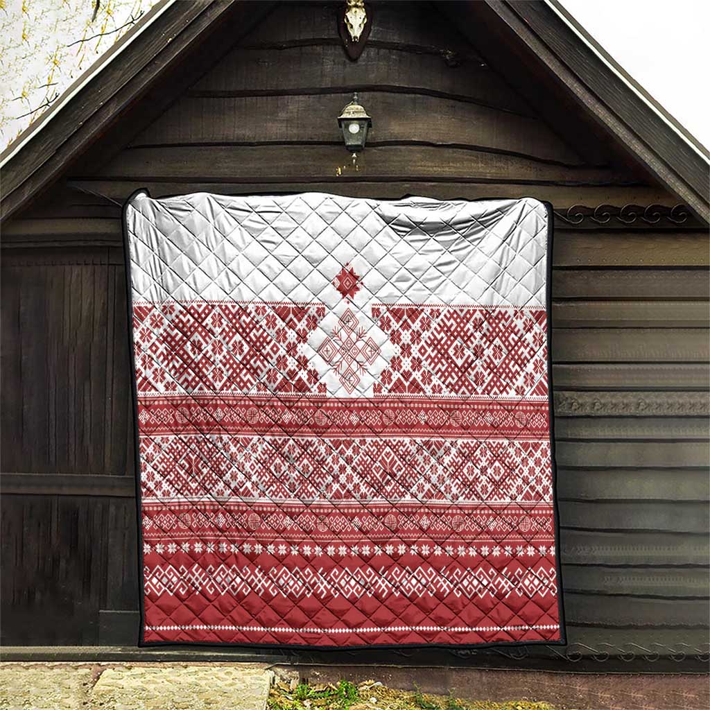 Latvia Jani Midsummer Quilt Red White Latvijas Auseklis