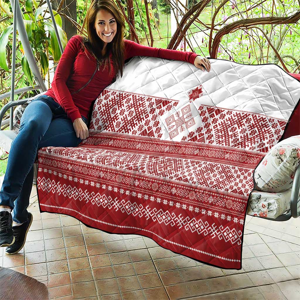 Latvia Jani Midsummer Quilt Red White Latvijas Auseklis