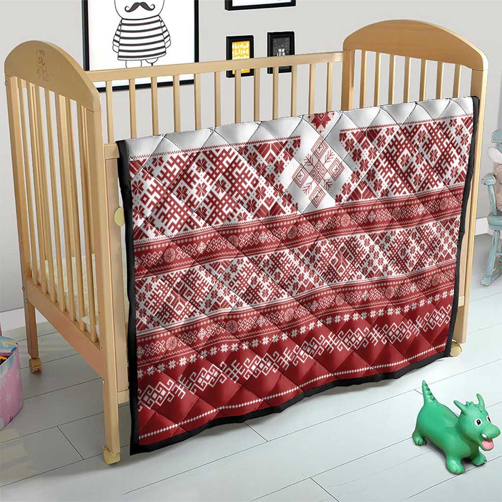 Latvia Jani Midsummer Quilt Red White Latvijas Auseklis
