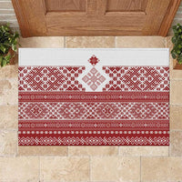 Latvia Jani Midsummer Rubber Doormat Red White Latvijas Auseklis