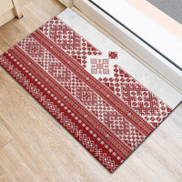 Latvia Jani Midsummer Rubber Doormat Red White Latvijas Auseklis