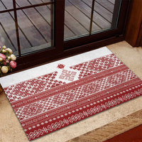 Latvia Jani Midsummer Rubber Doormat Red White Latvijas Auseklis