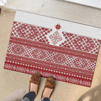 Latvia Jani Midsummer Rubber Doormat Red White Latvijas Auseklis