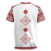 Latvia Jani Midsummer Rugby Jersey Red White Latvijas Auseklis