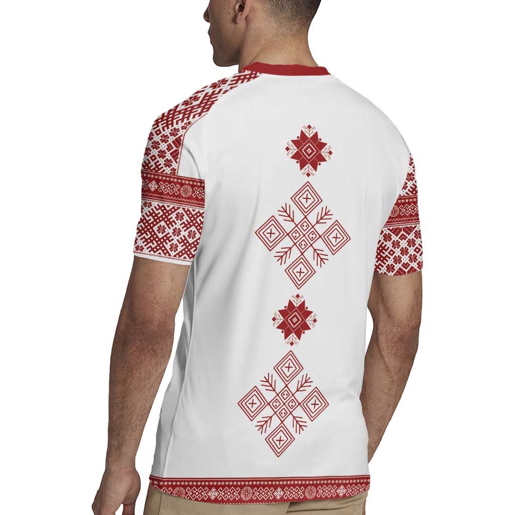 Latvia Jani Midsummer Rugby Jersey Red White Latvijas Auseklis