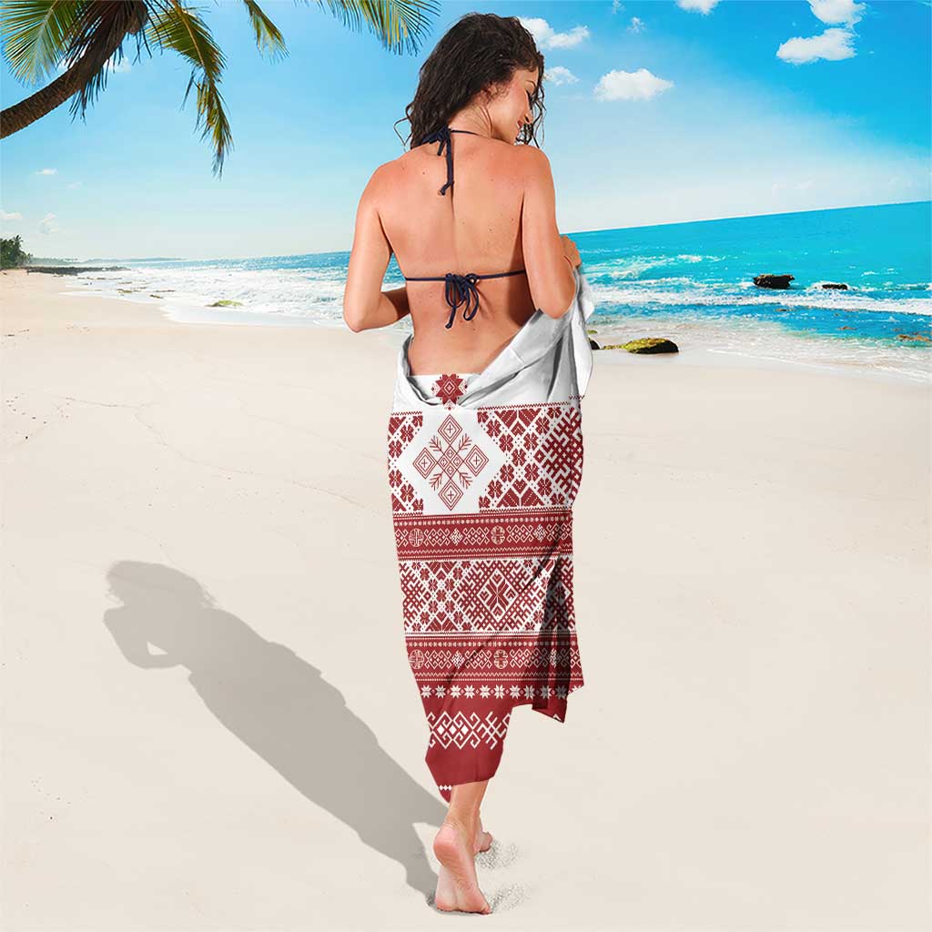 Latvia Jani Midsummer Sarong Red White Latvijas Auseklis