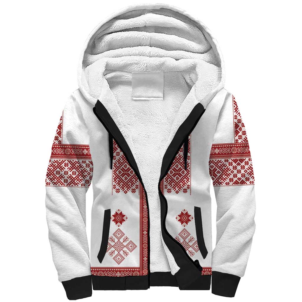 Latvia Jani Midsummer Sherpa Hoodie Red White Latvijas Auseklis