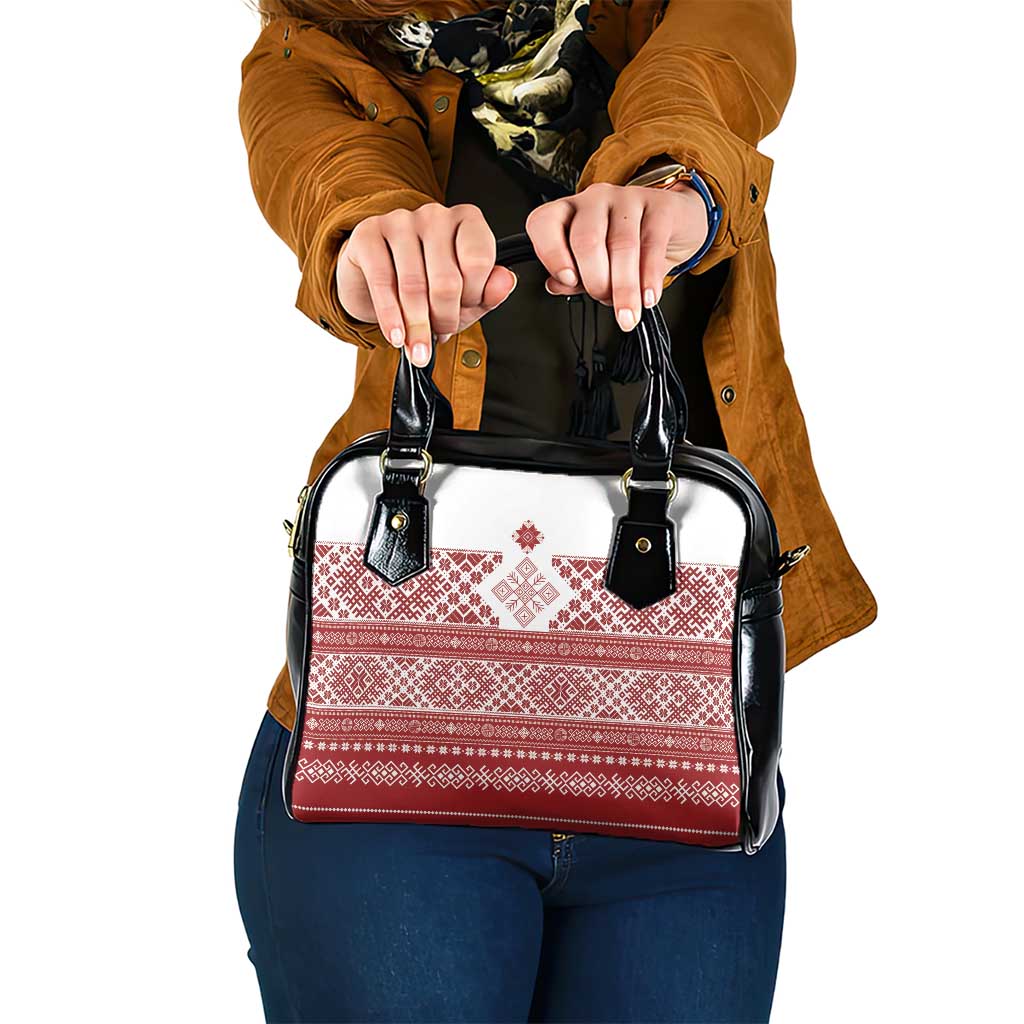 Latvia Jani Midsummer Shoulder Handbag Red White Latvijas Auseklis