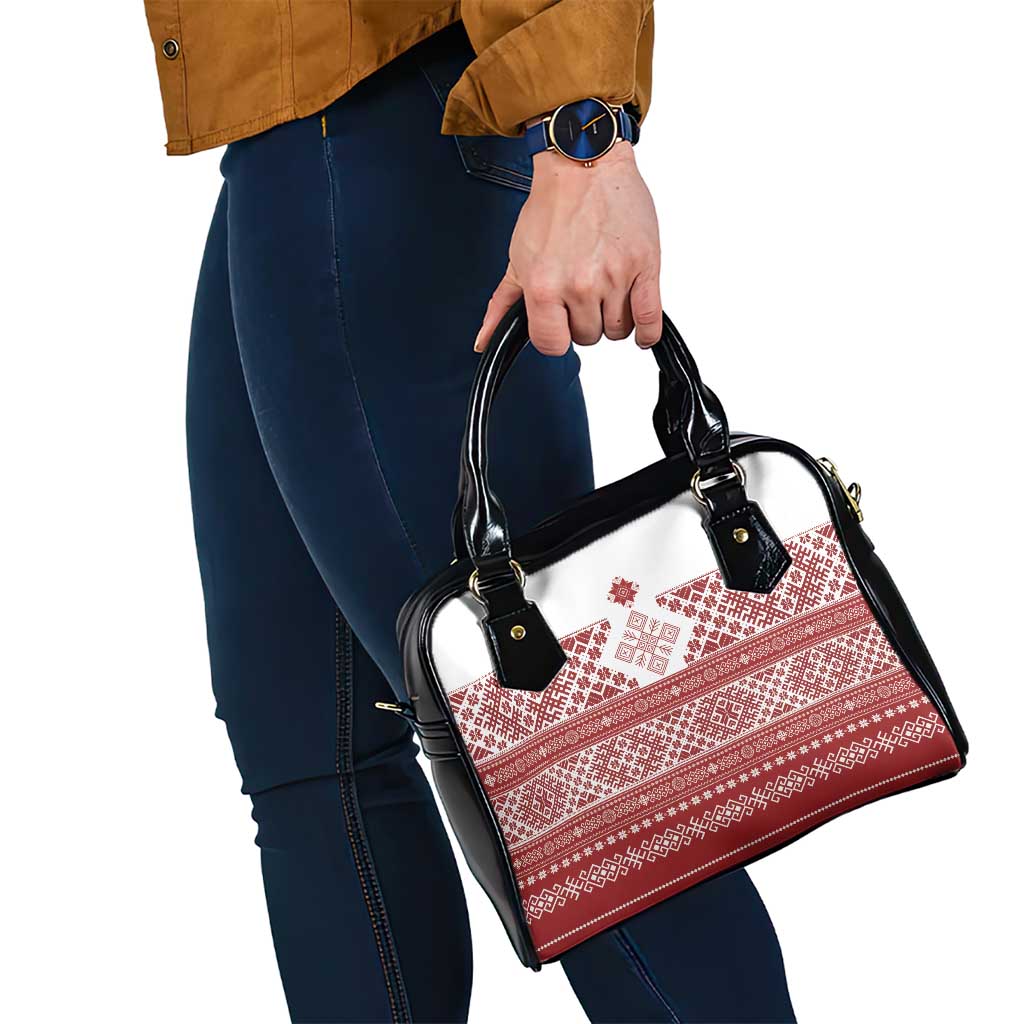 Latvia Jani Midsummer Shoulder Handbag Red White Latvijas Auseklis