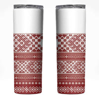 Latvia Jani Midsummer Skinny Tumbler Red White Latvijas Auseklis