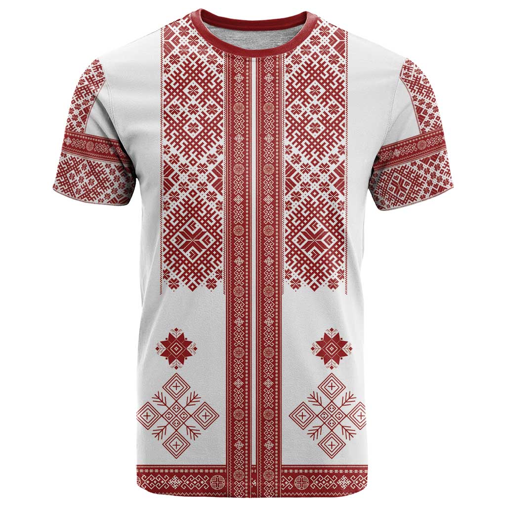 Latvia Jani Midsummer T Shirt Red White Latvijas Auseklis