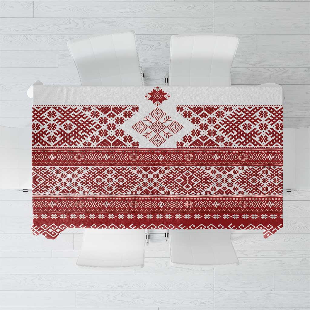 Latvia Jani Midsummer Tablecloth Red White Latvijas Auseklis
