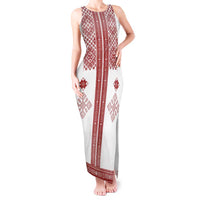 Latvia Jani Midsummer Tank Maxi Dress Red White Latvijas Auseklis