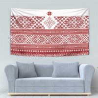Latvia Jani Midsummer Tapestry Red White Latvijas Auseklis