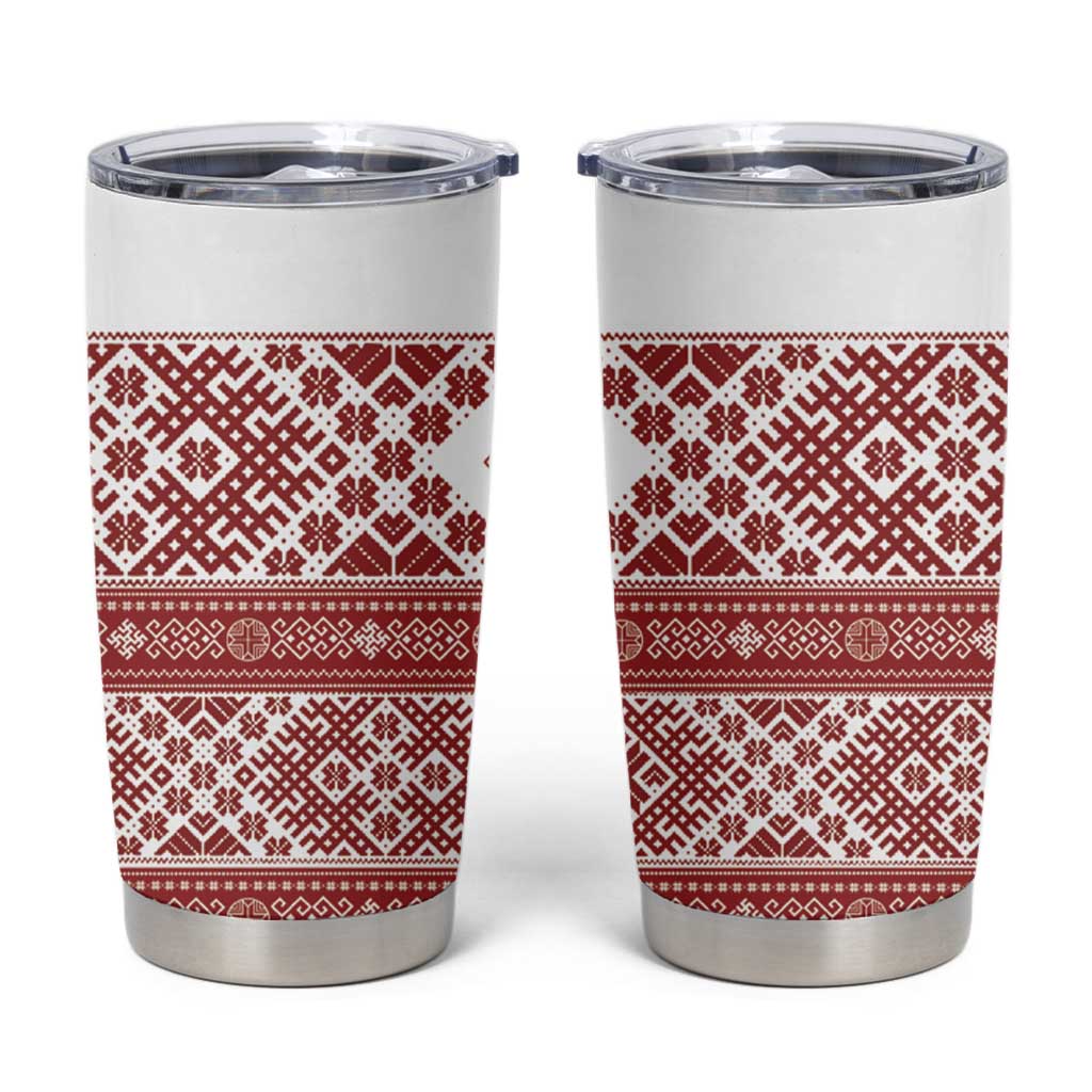 Latvia Jani Midsummer Tumbler Cup Red White Latvijas Auseklis