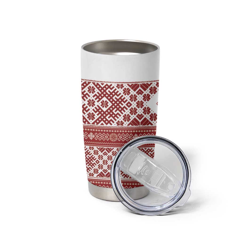 Latvia Jani Midsummer Tumbler Cup Red White Latvijas Auseklis