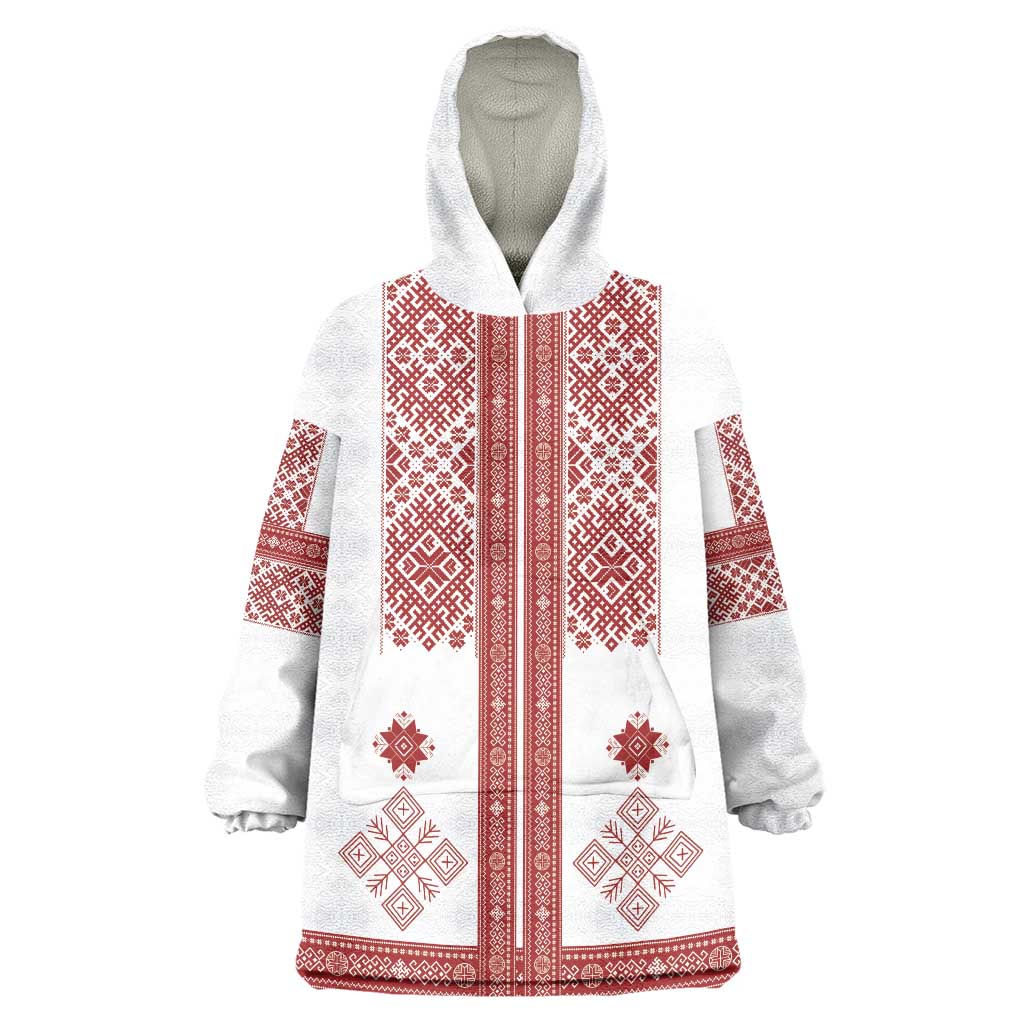 Latvia Jani Midsummer Wearable Blanket Hoodie Red White Latvijas Auseklis