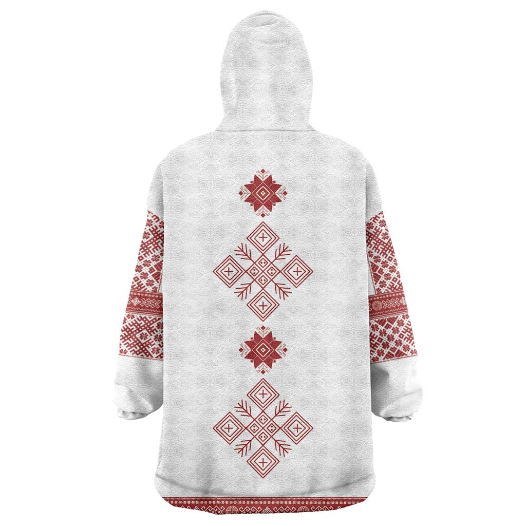 Latvia Jani Midsummer Wearable Blanket Hoodie Red White Latvijas Auseklis