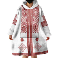 Latvia Jani Midsummer Wearable Blanket Hoodie Red White Latvijas Auseklis