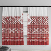 Latvia Jani Midsummer Window Curtain Red White Latvijas Auseklis
