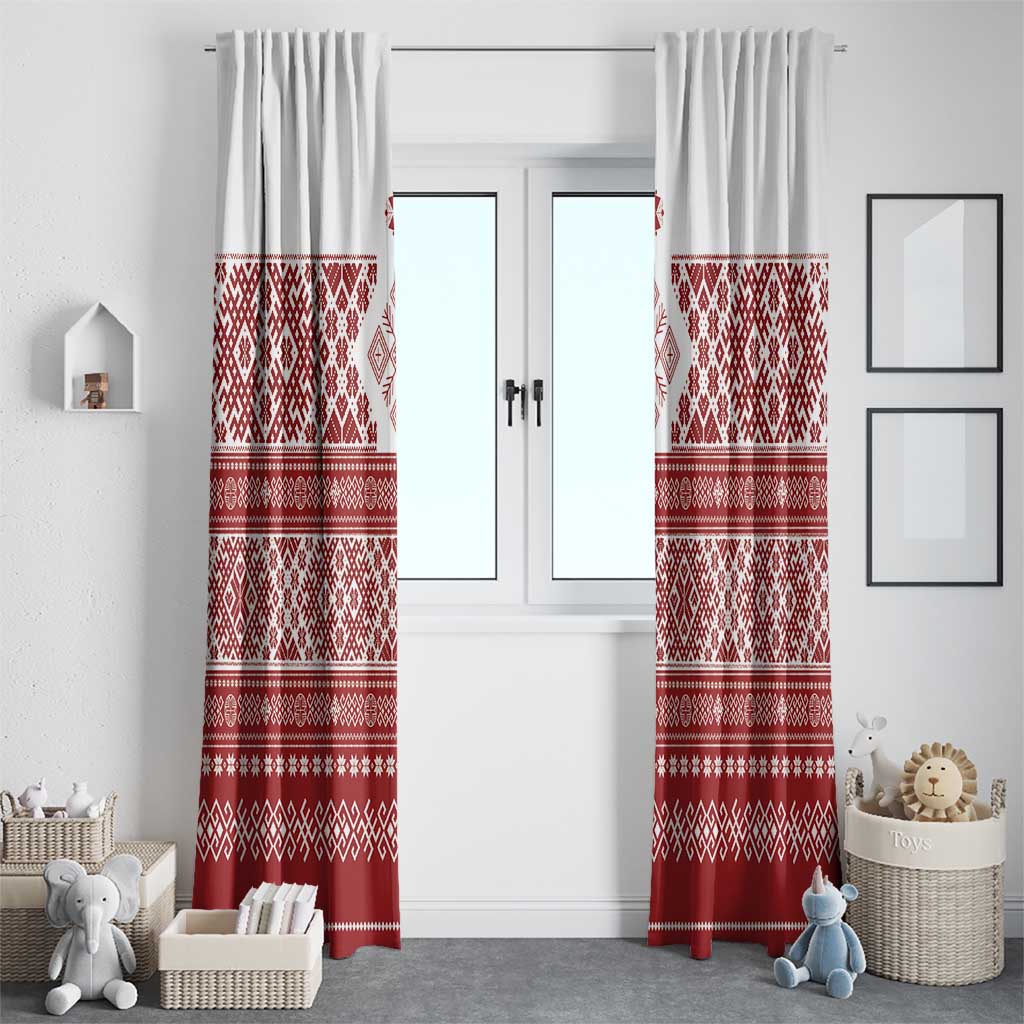 Latvia Jani Midsummer Window Curtain Red White Latvijas Auseklis
