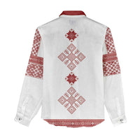 Latvia Jani Midsummer Women Casual Shirt Red White Latvijas Auseklis