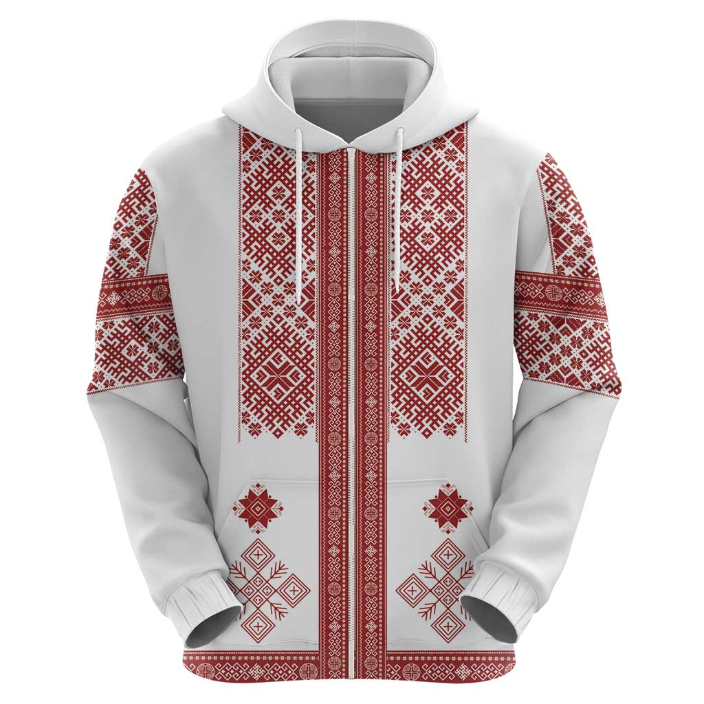 Latvia Jani Midsummer Zip Hoodie Red White Latvijas Auseklis