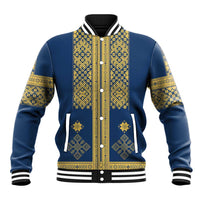 Latvia Jani Midsummer Baseball Jacket Blue Gold Latvijas Auseklis