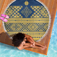 Latvia Jani Midsummer Beach Blanket Blue Gold Latvijas Auseklis