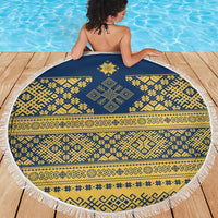 Latvia Jani Midsummer Beach Blanket Blue Gold Latvijas Auseklis