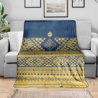 Latvia Jani Midsummer Blanket Blue Gold Latvijas Auseklis