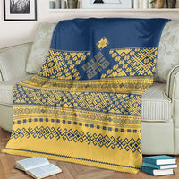 Latvia Jani Midsummer Blanket Blue Gold Latvijas Auseklis