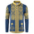 Latvia Jani Midsummer Button Sweatshirt Blue Gold Latvijas Auseklis