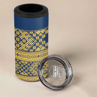 Latvia Jani Midsummer 4 in 1 Can Cooler Tumbler Blue Gold Latvijas Auseklis