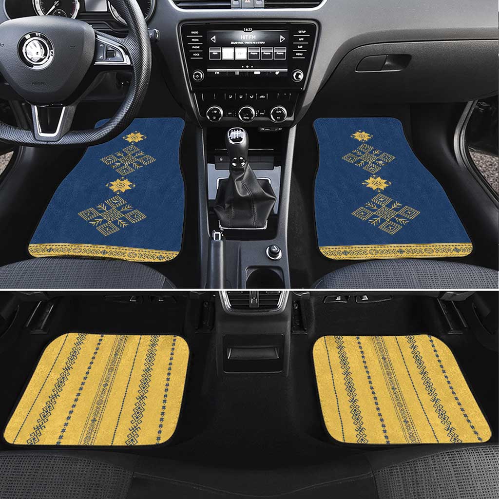 Latvia Jani Midsummer Car Mats Blue Gold Latvijas Auseklis