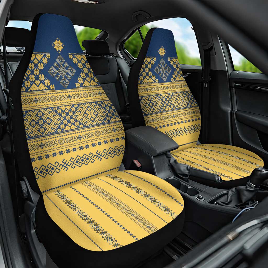 Latvia Jani Midsummer Car Seat Cover Blue Gold Latvijas Auseklis