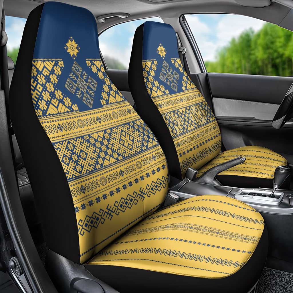 Latvia Jani Midsummer Car Seat Cover Blue Gold Latvijas Auseklis