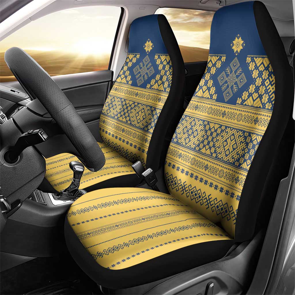 Latvia Jani Midsummer Car Seat Cover Blue Gold Latvijas Auseklis