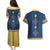 Latvia Jani Midsummer Couples Matching Puletasi and Hawaiian Shirt Blue Gold Latvijas Auseklis