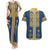 Latvia Jani Midsummer Couples Matching Tank Maxi Dress and Hawaiian Shirt Blue Gold Latvijas Auseklis