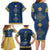 Latvia Jani Midsummer Family Matching Long Sleeve Bodycon Dress and Hawaiian Shirt Blue Gold Latvijas Auseklis