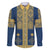 Latvia Jani Midsummer Family Matching Long Sleeve Bodycon Dress and Hawaiian Shirt Blue Gold Latvijas Auseklis