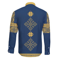 Latvia Jani Midsummer Family Matching Puletasi and Hawaiian Shirt Blue Gold Latvijas Auseklis