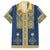 Latvia Jani Midsummer Family Matching Short Sleeve Bodycon Dress and Hawaiian Shirt Blue Gold Latvijas Auseklis