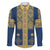 Latvia Jani Midsummer Family Matching Short Sleeve Bodycon Dress and Hawaiian Shirt Blue Gold Latvijas Auseklis